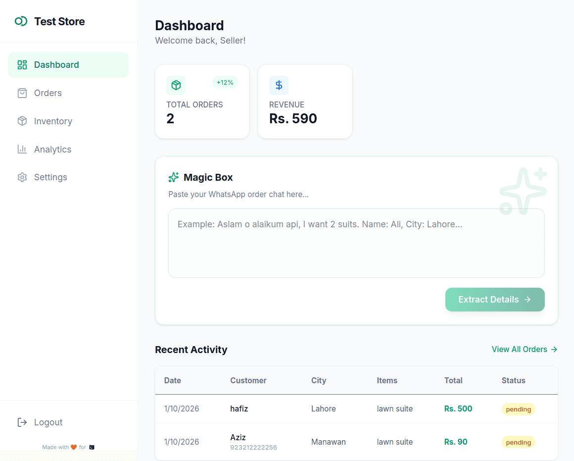 Order Dost Dashboard